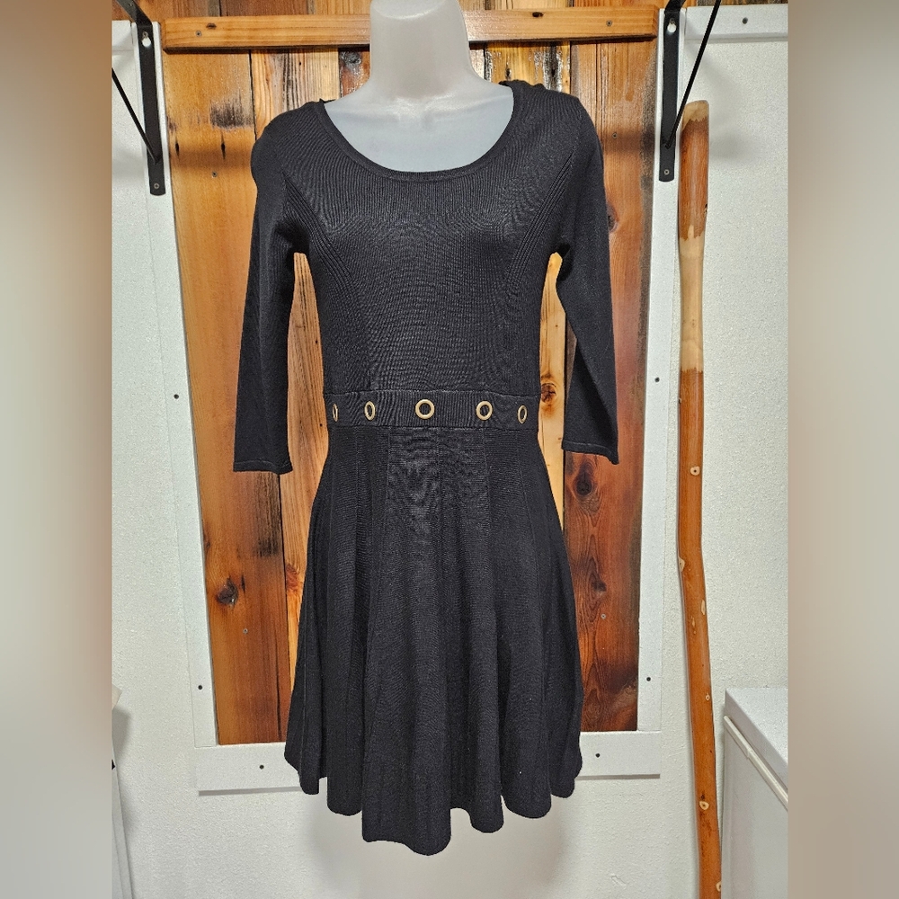 BCX Elegant Black Dress with Gold Details NWOT